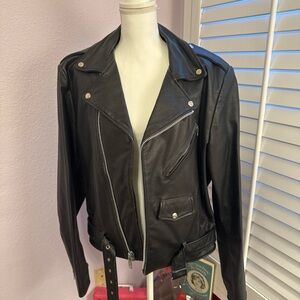 Vintage Black Leather Biker Jacket